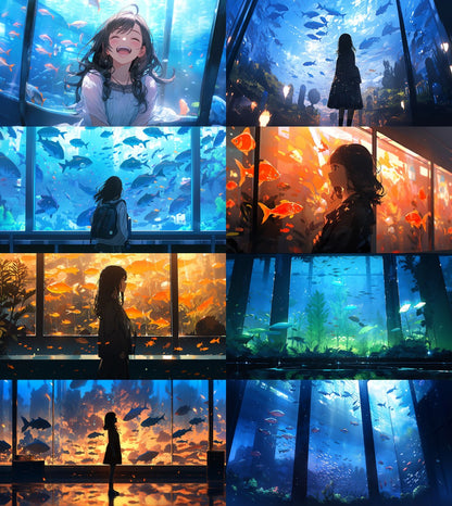 Fantasy aquarium background illustrations