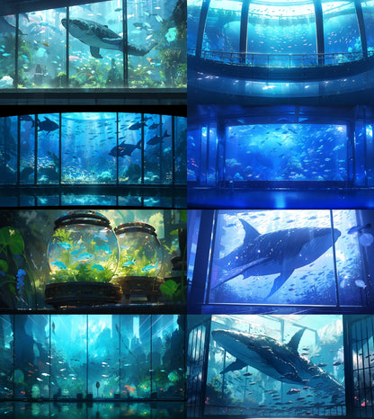 Fantasy aquarium background illustrations