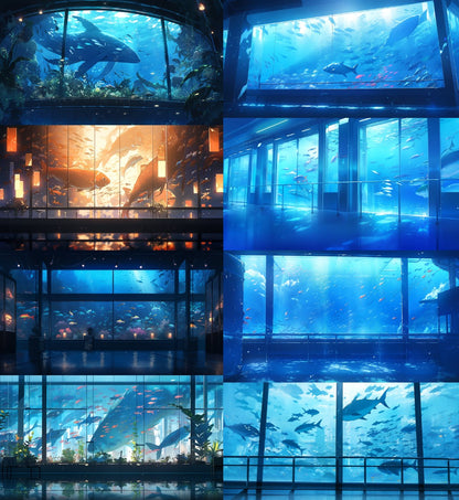 Fantasy aquarium background illustrations