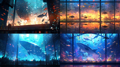 Fantasy aquarium background illustrations