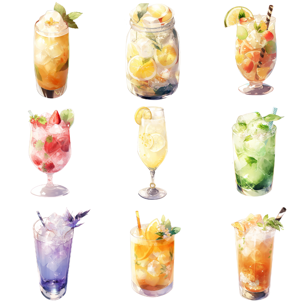 Cocktail 50 Illustrations (Transparent PNG)