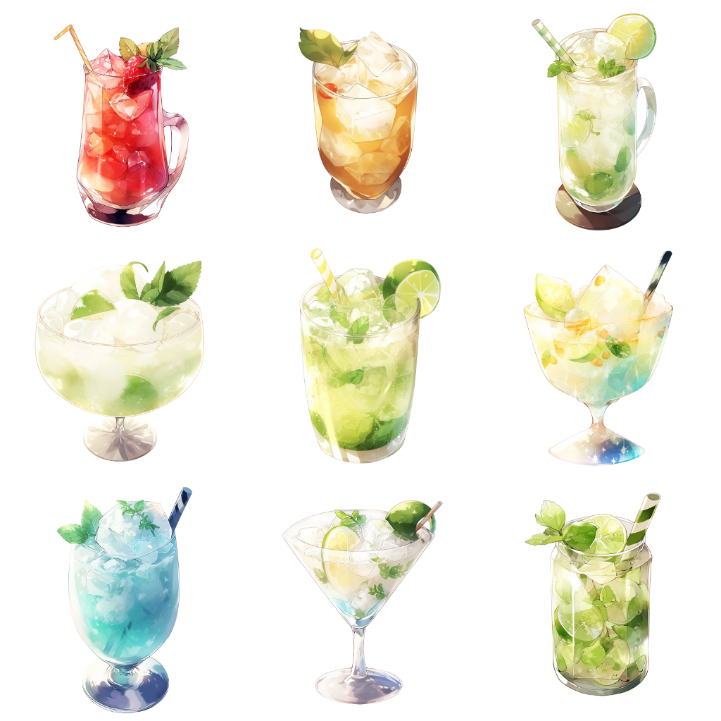 Cocktail 50 Illustrations (Transparent PNG)