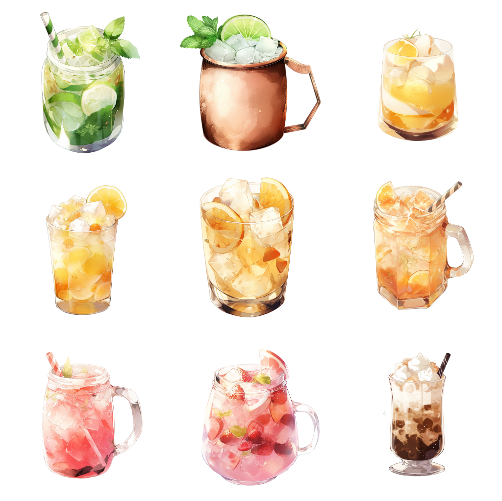 Cocktail 50 Illustrations (Transparent PNG)