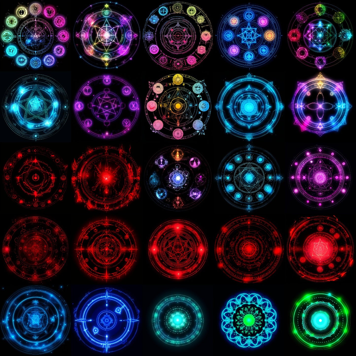 Magic circle 660 Illustrations (black background)