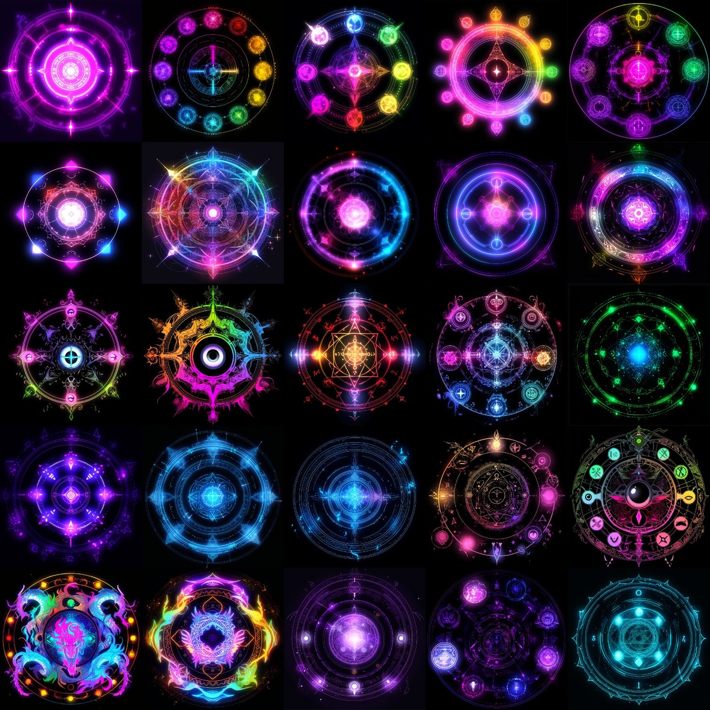 Magic circle 660 Illustrations (black background)