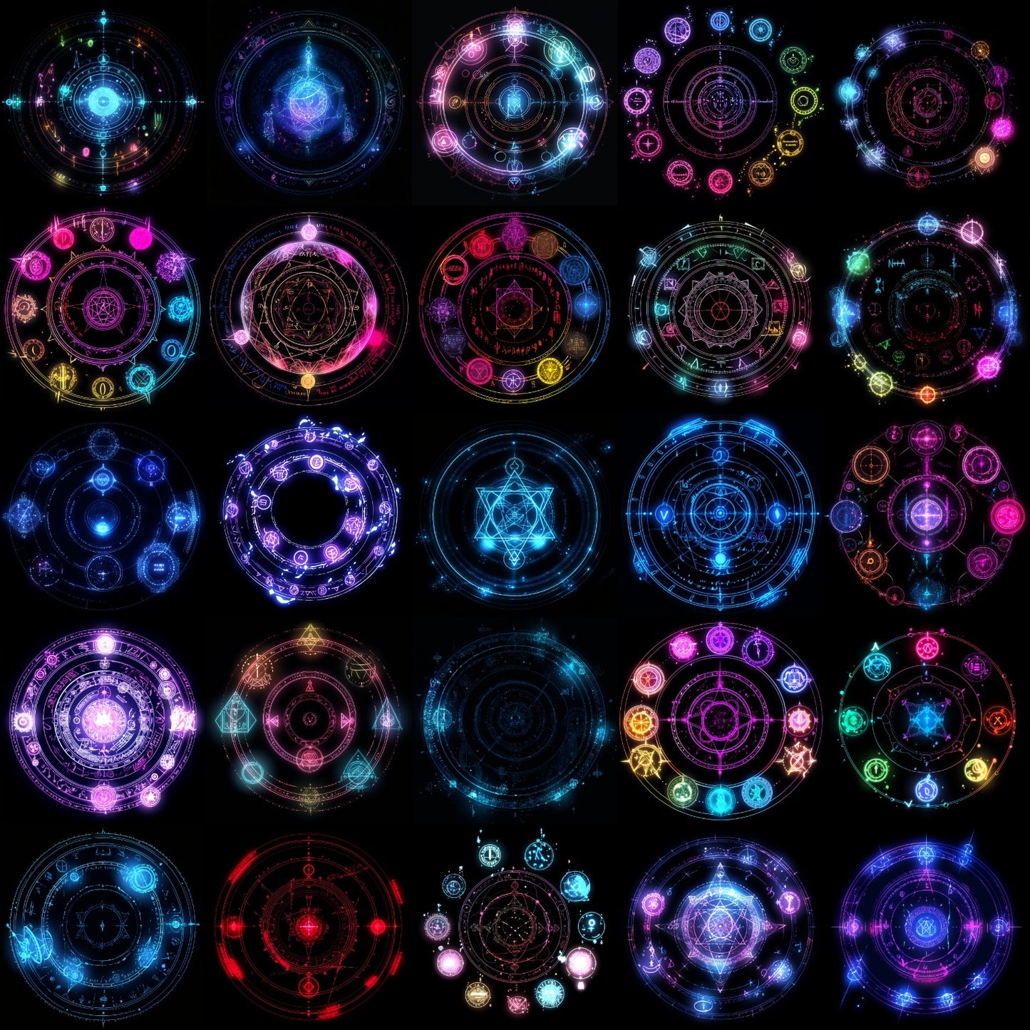 Magic circle 660 Illustrations (black background)