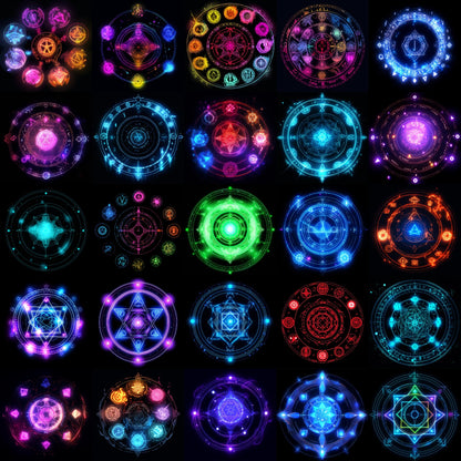 Magic circle 660 Illustrations (black background)